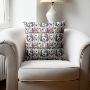 Lila und rote Patchwork-Hundemuster Kissen