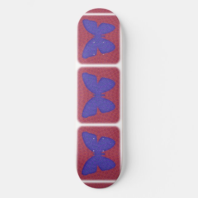 Lila und rote Schmetterlinge Skateboard (Vorderseite)