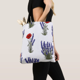 Lila und roter Mohn Botanisches Blumenmuster