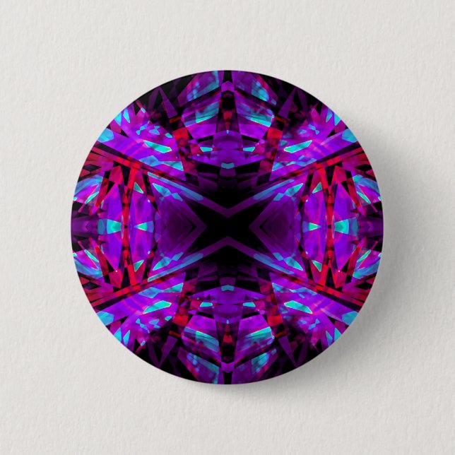 Lila und rotes Kaleidoskopmuster Button (Vorderseite)