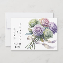 Lila und Salbei-grüne Rosen Liebe und Dank Dankeskarte