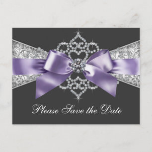 Lila und schwarz Save the Date Ankündigungspostkarte