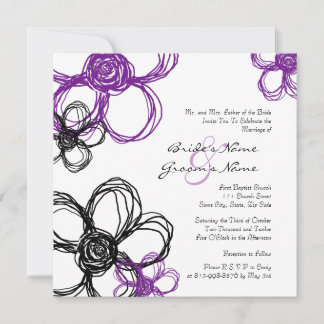 Lila und schwarze Blume zum Hochzeitsempfang Einladung