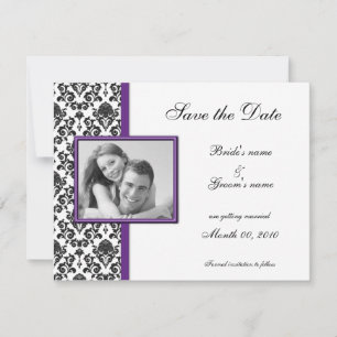 Lila und schwarze Damaskus Save the Date Foto-Kart