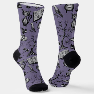 Lila und schwarze Fun Spookween Socken