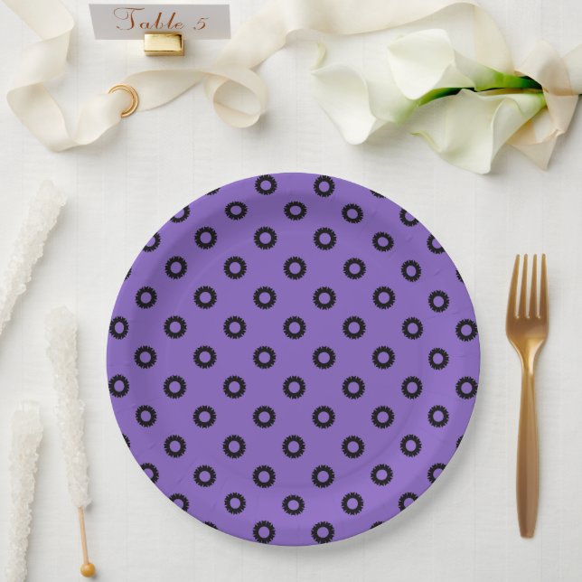 Lila und schwarze Geo Pappteller (Hochzeit)