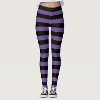 Lila und schwarze gestreifte Halloween-Leggings Leggings