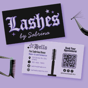 Lila und schwarze gotische Wimpernstylistin Visitenkarte