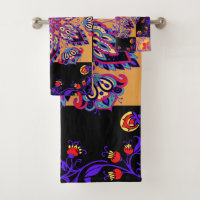 Lila und schwarze grafische Kunstwerke, Violettatu