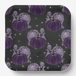 LILA UND SCHWARZE HALLOWEEN PUMPKINS ROSE PAPPTELLER