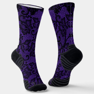 Lila und schwarze Kunstspitze Socken