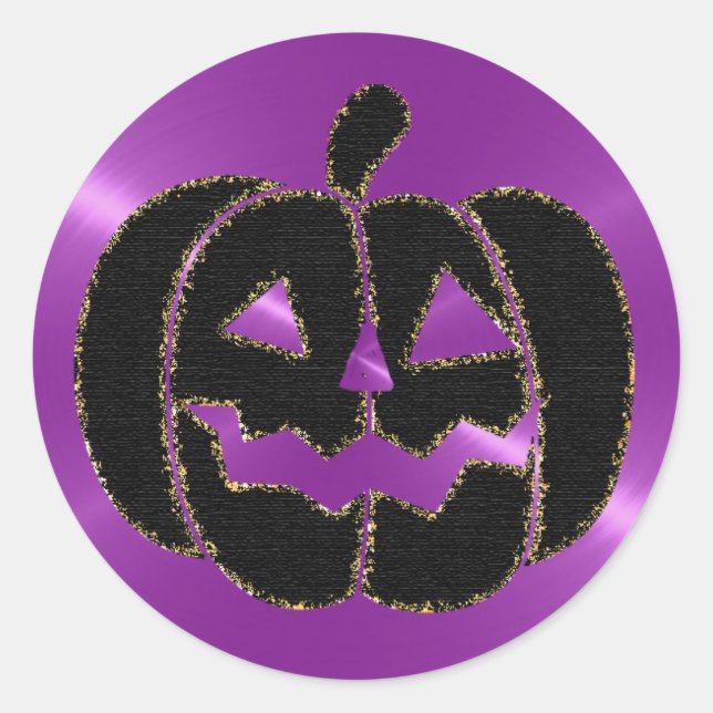 Lila und schwarze Kürbiskürbis Halloween-Sticker Runder Aufkleber (Vorderseite)