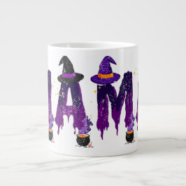 Lila und schwarze Mama-Rotzhut und -Töpfe Jumbo-Tasse
