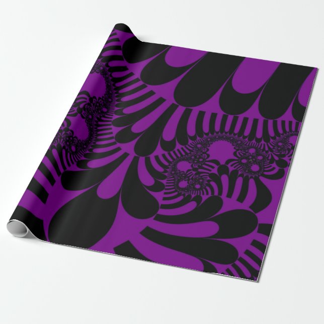 Lila und schwarze Mod Geschenkpapier (Ungerollt)