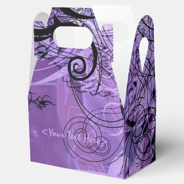 Lila und schwarze Muster - Gable-Favor-Box Geschenkschachtel (Geöffnet)