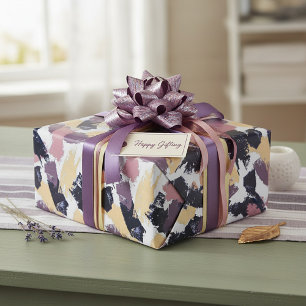 Lila und schwarze Pinselstriche Geschenkpapier