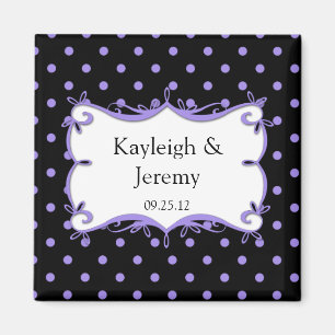 Lila und schwarze Polka Dots Save the Date Magn Magnet