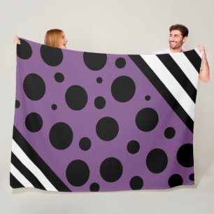 Lila und schwarze Polka-Punkt-und Streifen-Decke Fleecedecke
