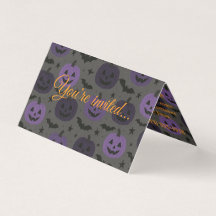 Lila und schwarze Pumpkins-Party Einladung