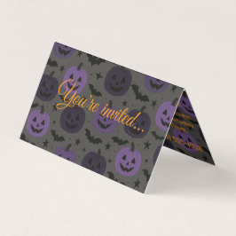 Lila und schwarze Pumpkins-Party Einladung