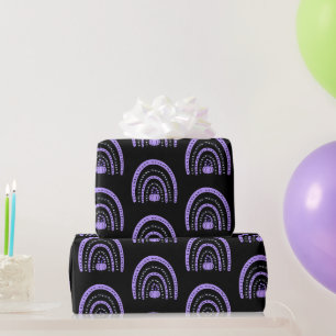 Lila und schwarze Rainbows Fledermäuse Schwarzes H Geschenkpapier
