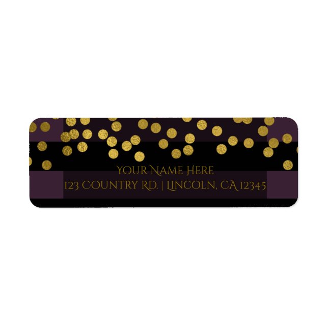 Lila und schwarze Streifen Gold Imitate Foil Dots (Vorne)