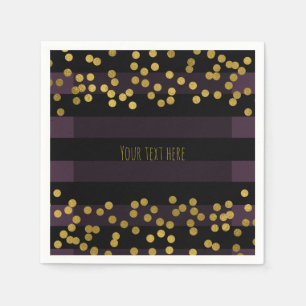 Lila und schwarze Streifen Goldene Folienpunkte Serviette