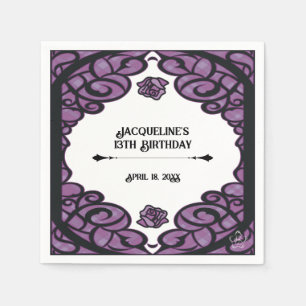 Lila und schwarze vergitterte Rosenprinzessin Gebu Serviette