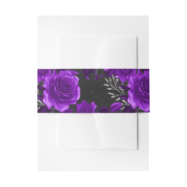 Lila und schwarze Vintage Blumen Einladungsbanderole (Vorderseite Beispiel)