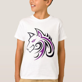 Lila und Schwarze Wolf Head Kontur T-Shirt