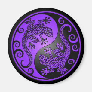 Lila und schwarze Yin Yang Geckos Magnet