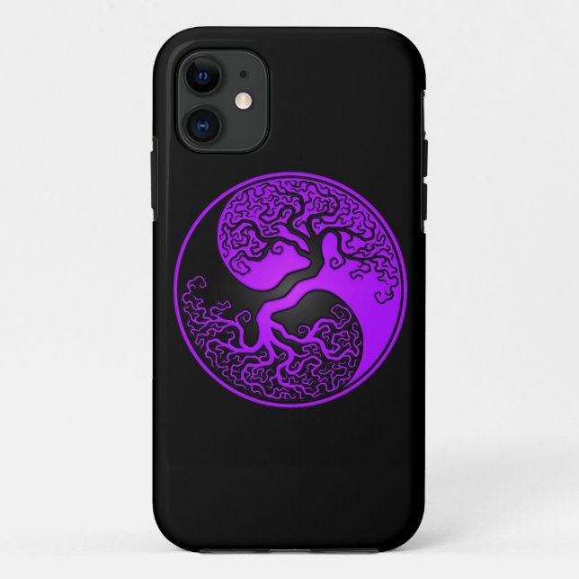 Lila und schwarzer Baum des Lebens Yin Yang Case-Mate iPhone Hülle (Rückseite)