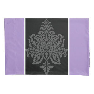 Lila und schwarzer Damast-Druck Pillowcase Kissenbezug