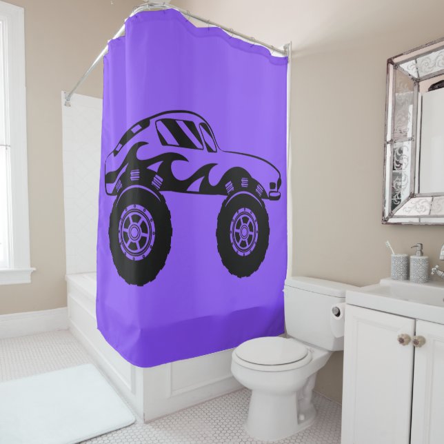 Lila und schwarzer Lkw-Duschvorhang Duschvorhang (Beispiel)