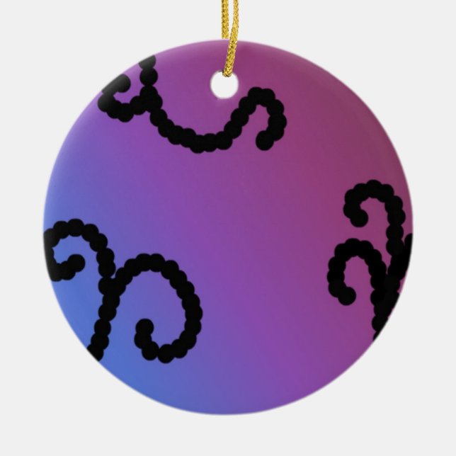 Lila und schwarzer Schirm Keramikornament (Vorne)