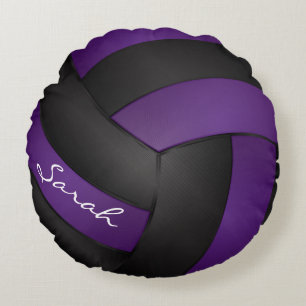 Lila und schwarzer Sport des Volleyball-  DIY des Rundes Kissen