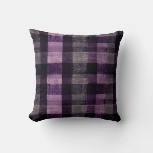 Lila und schwarzer Tartan Kissen