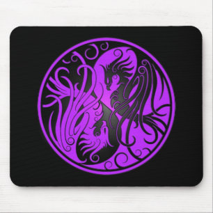 Lila und schwarzer Yin Yang Phoenix Mousepad