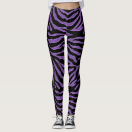 Lila und schwarzer Zebra-Tierdruck-Leggings Leggings