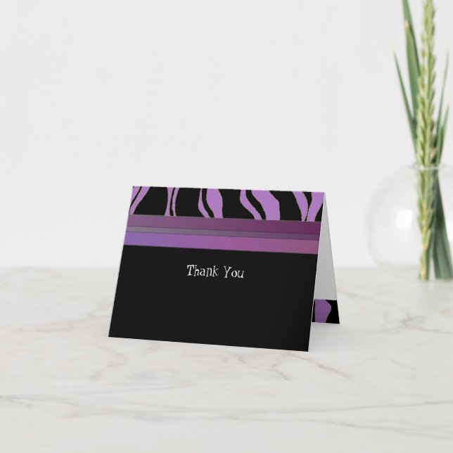 Lila und schwarzer Zebrastreifen Vielen Dank Dankeskarte (Vorderseite)