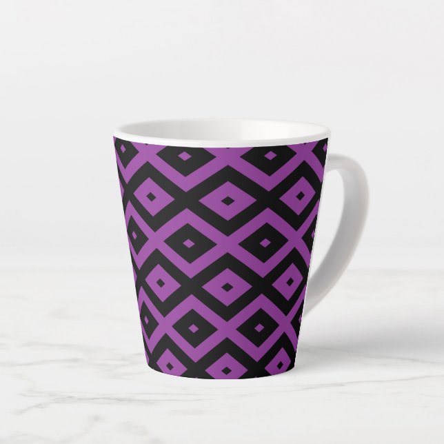 Lila und schwarzes Diamantmuster Milchtasse (Rechte Ecke)
