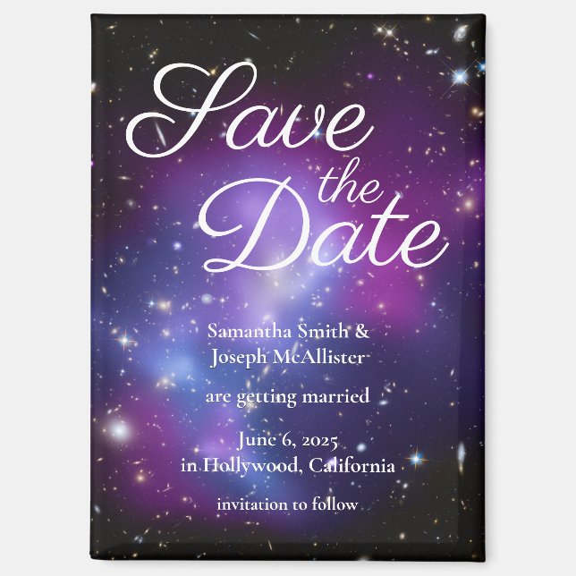 Lila und Schwarzes Foto Save the Date Magnet (Vorderseite)