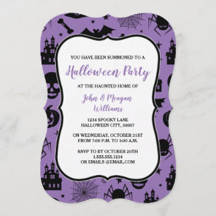 Lila und schwarzes Halloween-Party Einladung