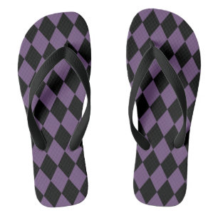Lila und schwarzes Harlequin-Muster Flip Flops