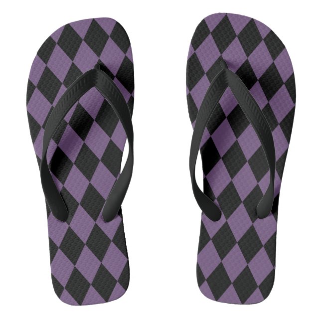 Lila und schwarzes Harlequin-Muster Flip Flops (Fußbett)
