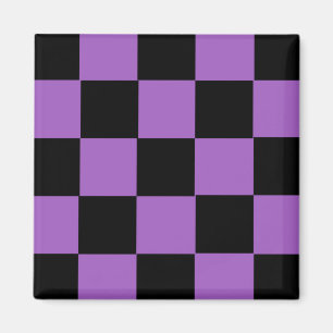 Lila und schwarzes kariertes Muster Magnet