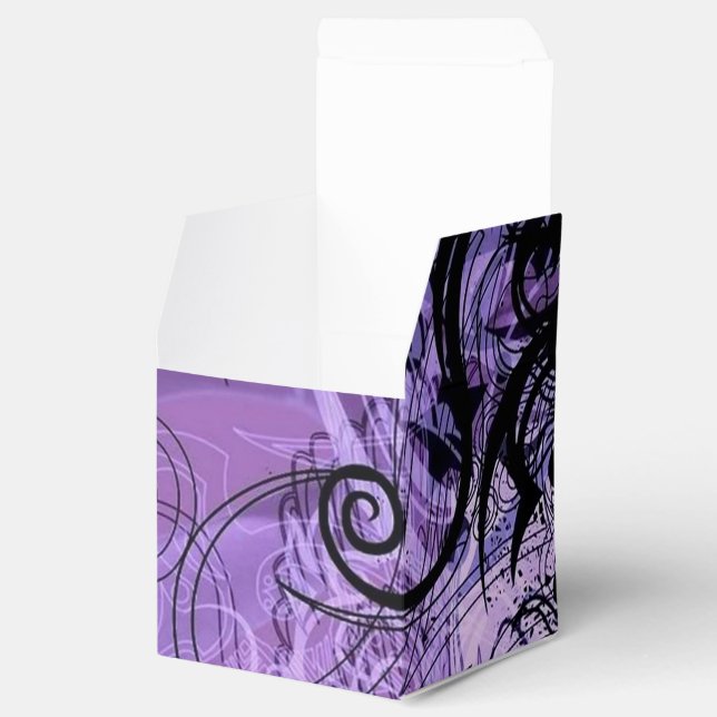 Lila und schwarzes Muster Cube Fevor Box Geschenkschachtel (Geöffnet)