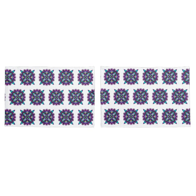 Lila und schwarzes mystisches Mandala Kissenbezug (Rückseite-Set)