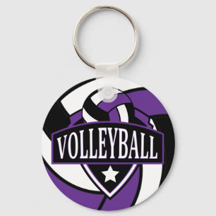 Lila und schwarzes Volleyball-Logo Schlüsselanhänger