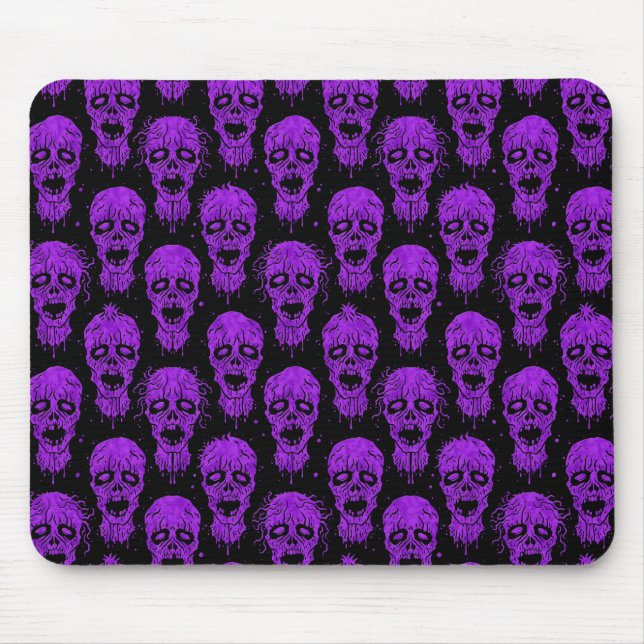 Lila und schwarzes Zombie-Apokalypse-Muster Mousepad (Vorne)